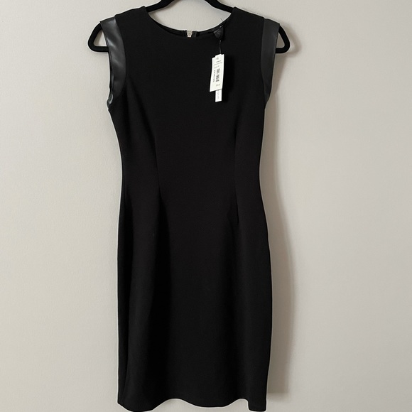 Aqua Black Dress With Leather Trim - Picture 1 of 3